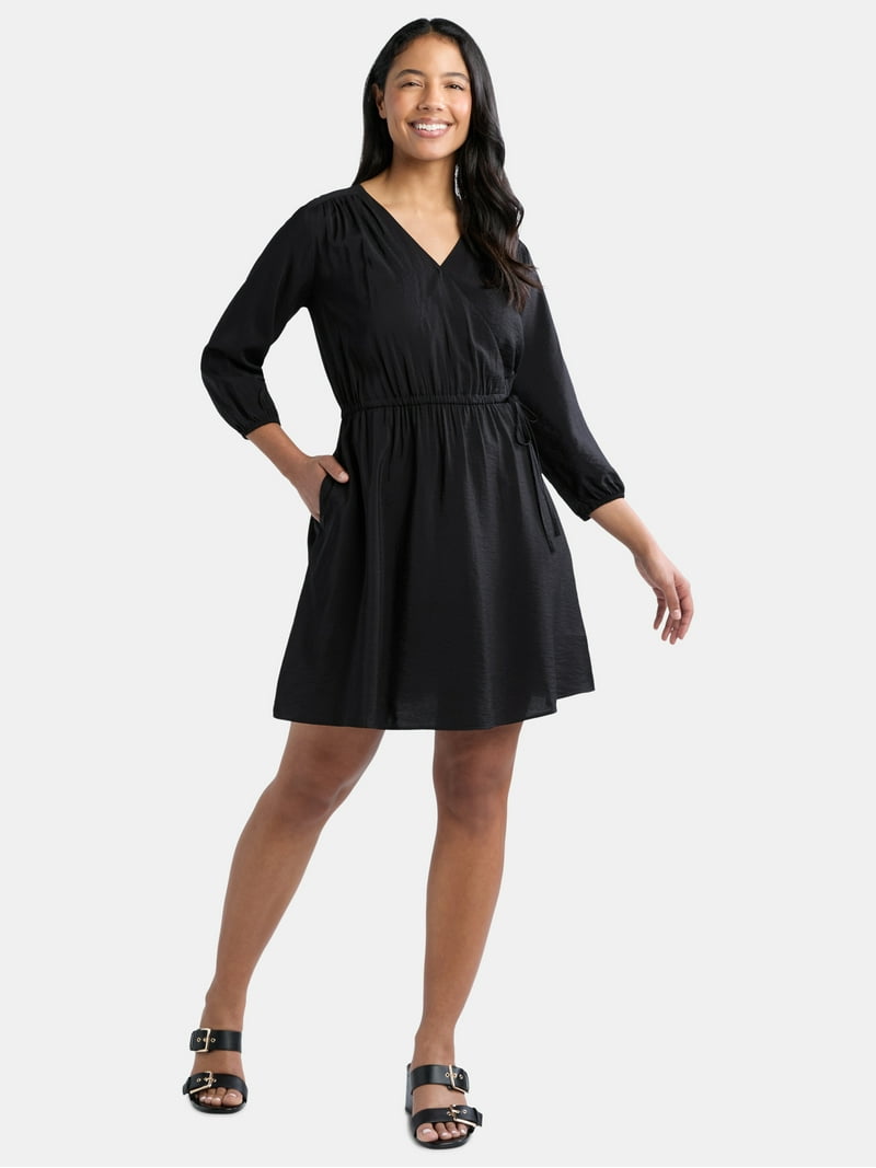 Time and Tru Women's Mini Wrap Dress, Sizes XS-XXXL - Walmart.com