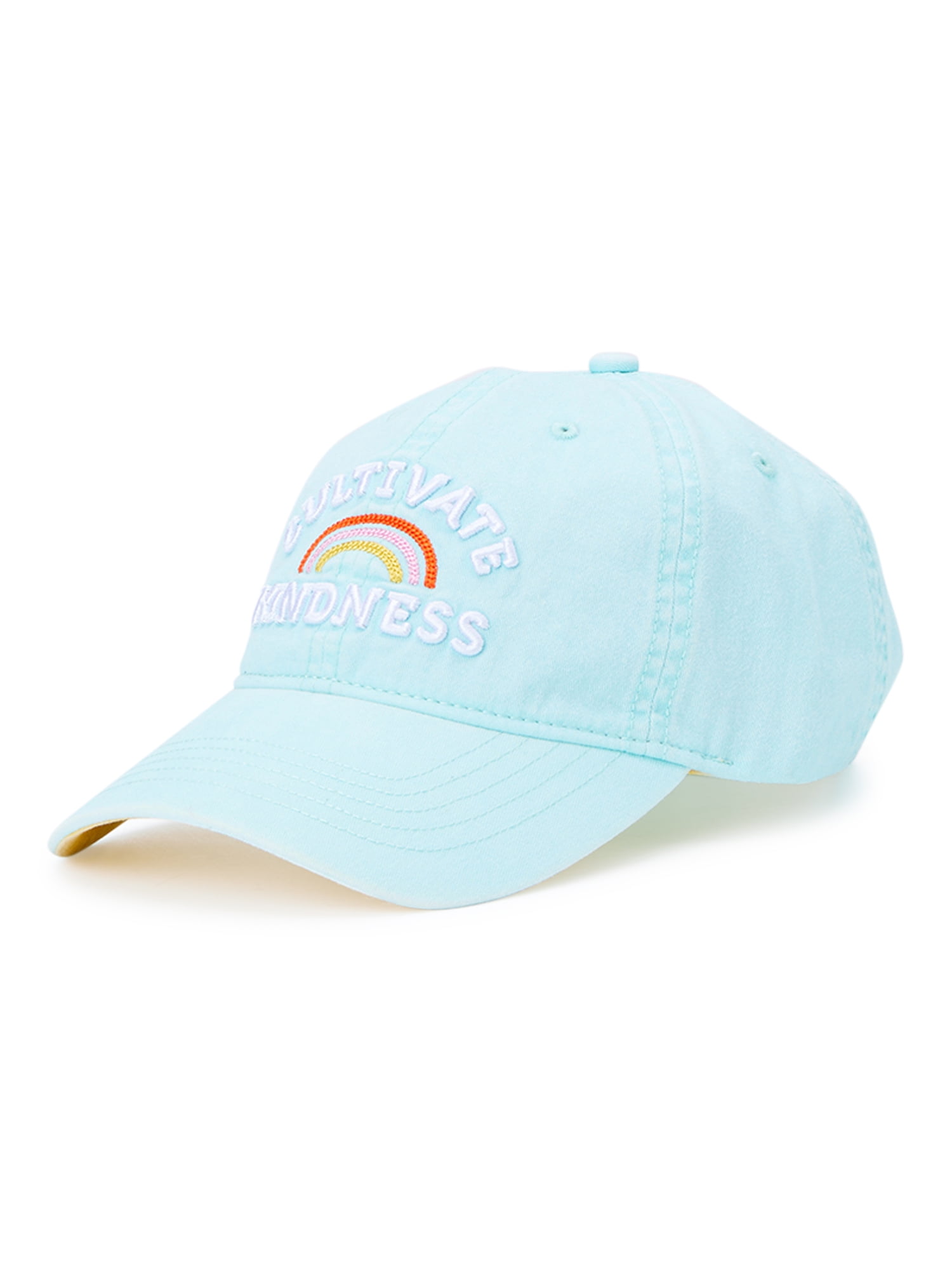 Time and Tru Women's Mint Embrodiered Cultivate Kindness Washed Cotton Twill Baseball Hat Classic Mint
