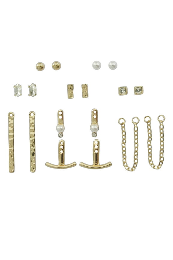 Women's Mix and Match Earring Set in Gold Plated Zinc Alloy