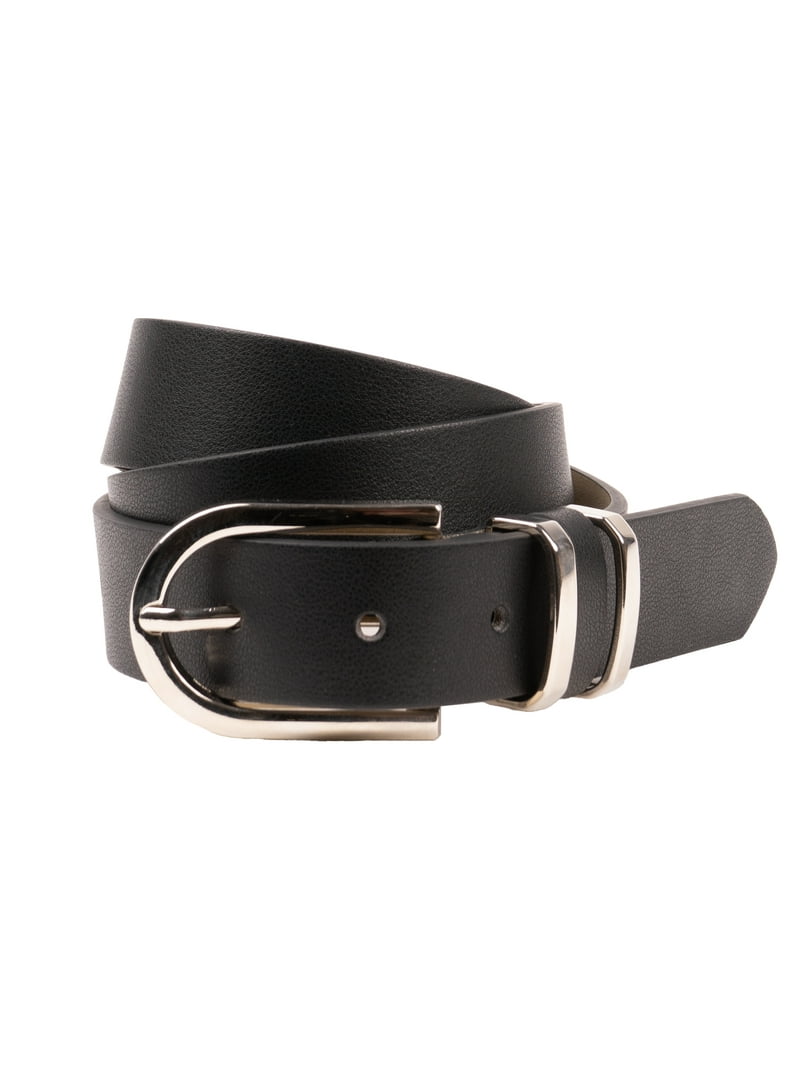 Time and Tru Women's Mixed Loops Belt Black, Recycled Faux Leather