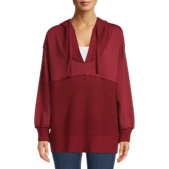 Time and Tru Women's Mixed Media Hoodie