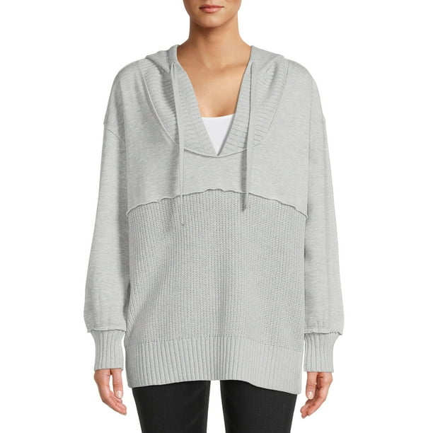 Time and Tru Women's Mixed Media Hoodie