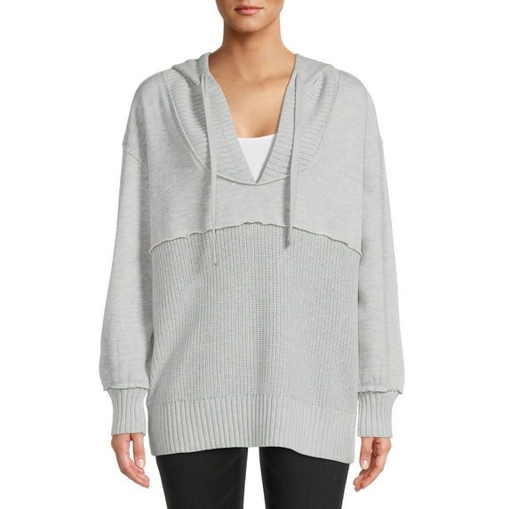 Time and Tru Women's Mixed Media Hoodie
