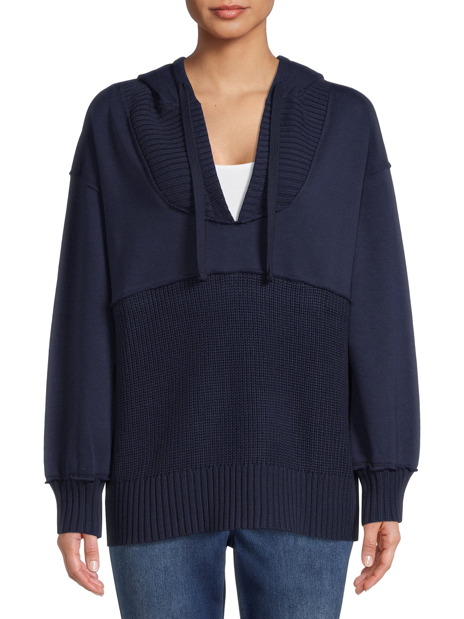 Time and Tru Women's Mixed Media Hoodie