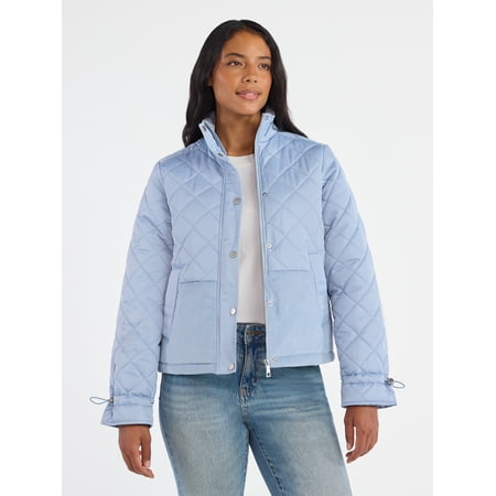 Time and Tru Women's and Women’s Plus Mixed Media Puffer Jacket, Sizes XS-2X