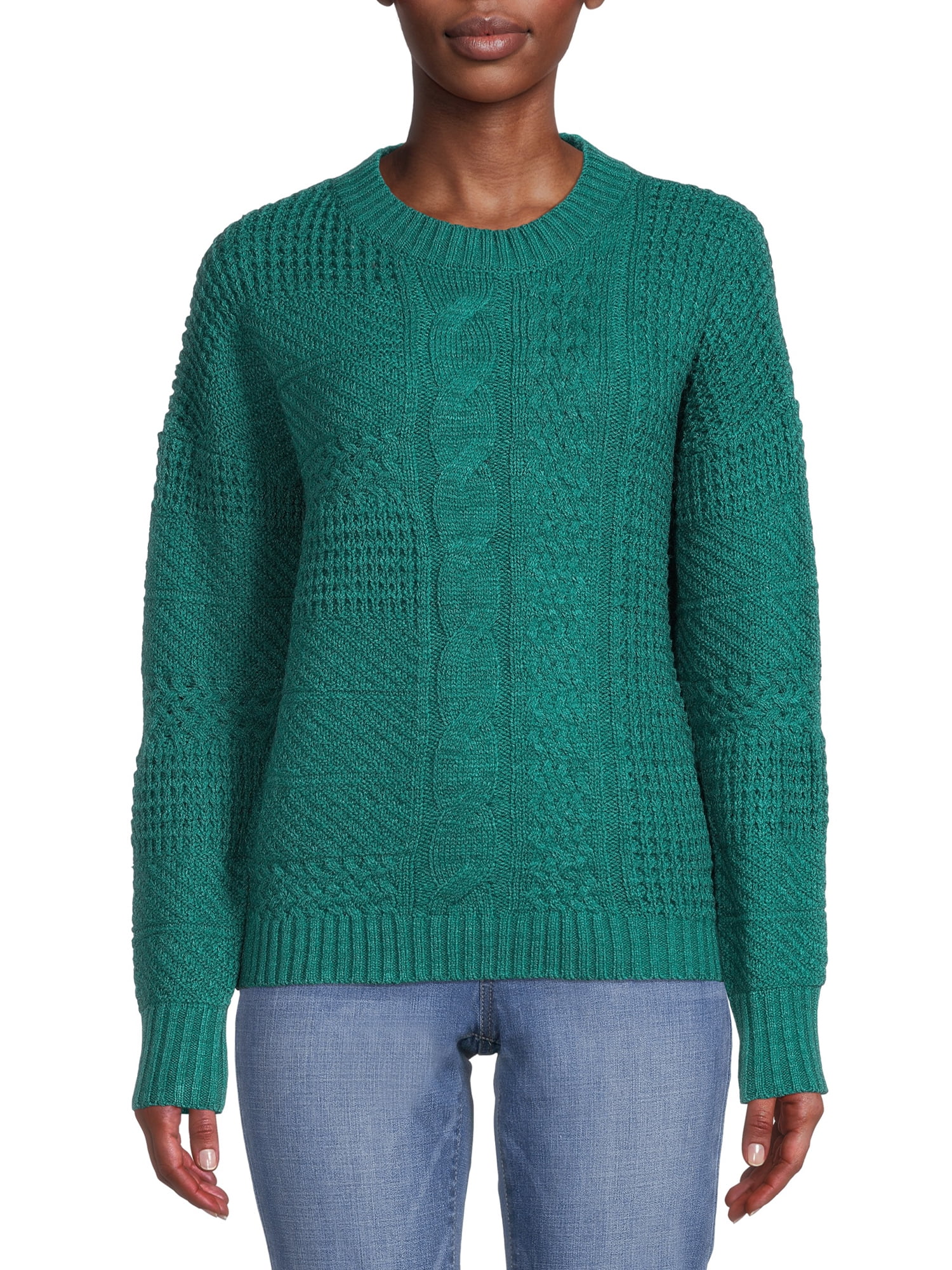 time-and-tru-women-s-mixed-stitch-pullover-sweater-sizes-xs-xxxl