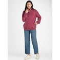 thumbnail image 1 of Time and Tru Women's Mock Neck Henley Pullover Sweatshirt, Sizes XS-XXXL, 1 of 6