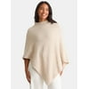 Time and Tru Women's Mock Neck Poncho, S/M, Oatmea