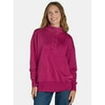 thumbnail image 1 of Time and Tru Women's Mock Neck Sweatshirt with Button Placket, Sizes XS-XXXL, 1 of 5