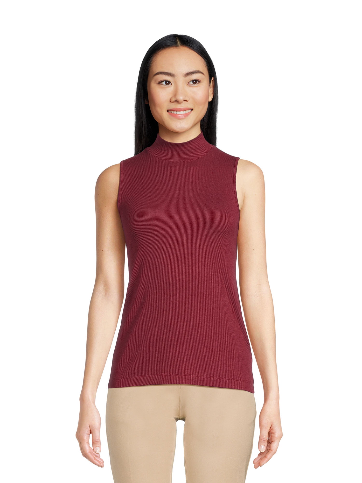 Time and Tru Women's Mock Neck Tank Top - Walmart.com
