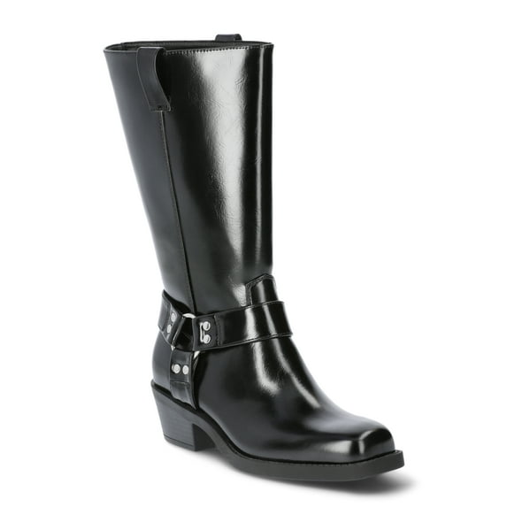 Time and Tru Women's Moto Hardware Boots, Wide Width Available