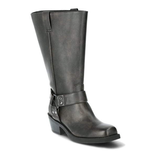 Time and Tru Women's Moto Hardware Boots, Wide Width Available