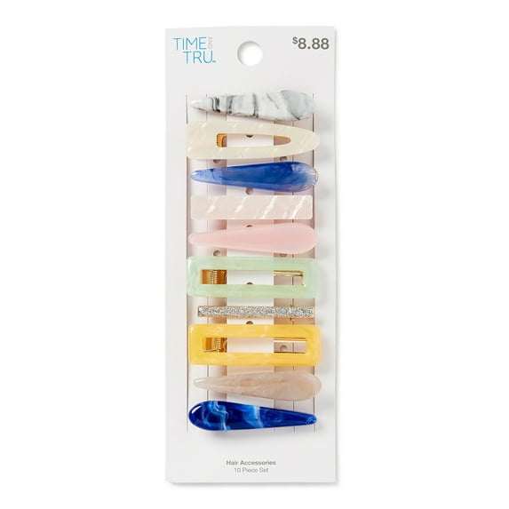 Time and Tru Women's Multi-Color Hair Clip Set, 10-Pack, Multi-Color