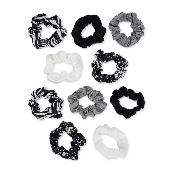 Time and Tru Women's Multi-Color Hair Ties, 10-Pack, Black Multi-Color