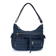 TIME & TRU Time and Tru Women's Multi-Compartment Faye Hobo Handbag, Blue