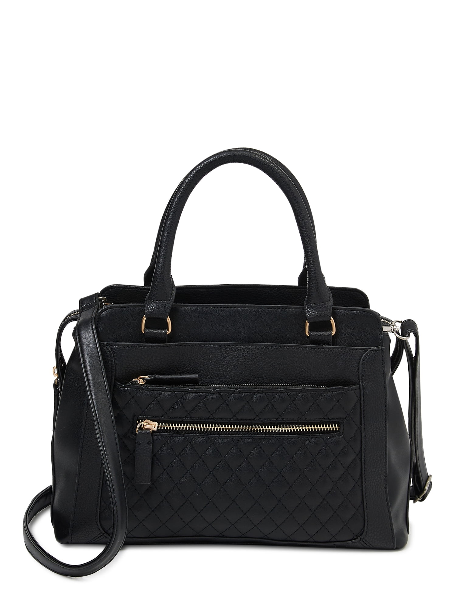 M2252-BKNT: Alma Tri-Color Satchel - Black/Natural - The Handbag Store