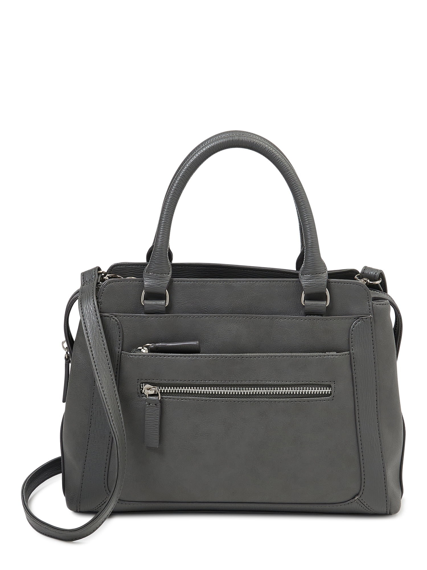 Time and Tru Women's Multi-Compartment Marli Convertible Satchel Handbag  Grey 