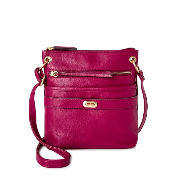 Time and Tru Women’s Norah Crossbody Handbag Dark Raspberry