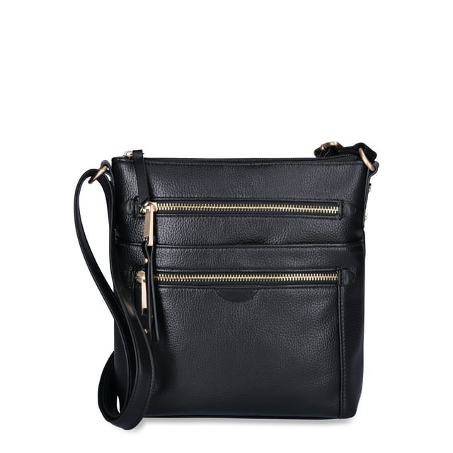 Time and Tru Women's Norah Crossbody Shoulder Bag, Black