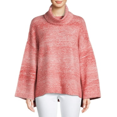 Time and Tru Women's Ombre Cowl Neck Pullover Sweater, Midweight, Sizes XS-XXXL
