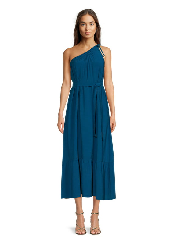 Time and Tru Women's One Shoulder Maxi Dress