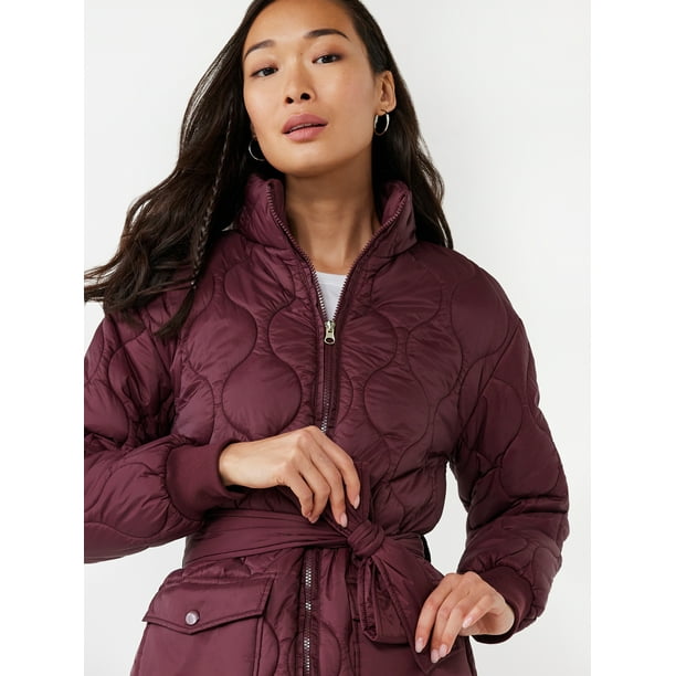 Time and Tru Women's Onion Quilted Barn Coat with Belt - Walmart.com