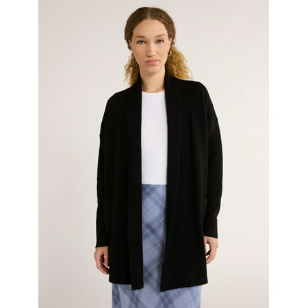 Time and Tru Women's and Women's Plus Open Front Cardigan Sweater, Sizes XS-4X