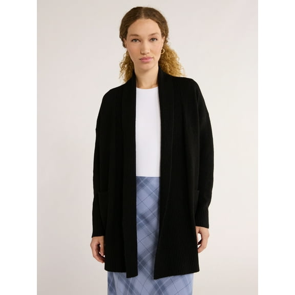 Time and Tru Women's and Women's Plus Open Front Cardigan Sweater, Sizes XS-4X