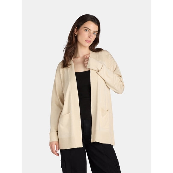 Time and Tru Women's and Women's Plus Open Front Cardigan Sweater, Sizes XS-4X