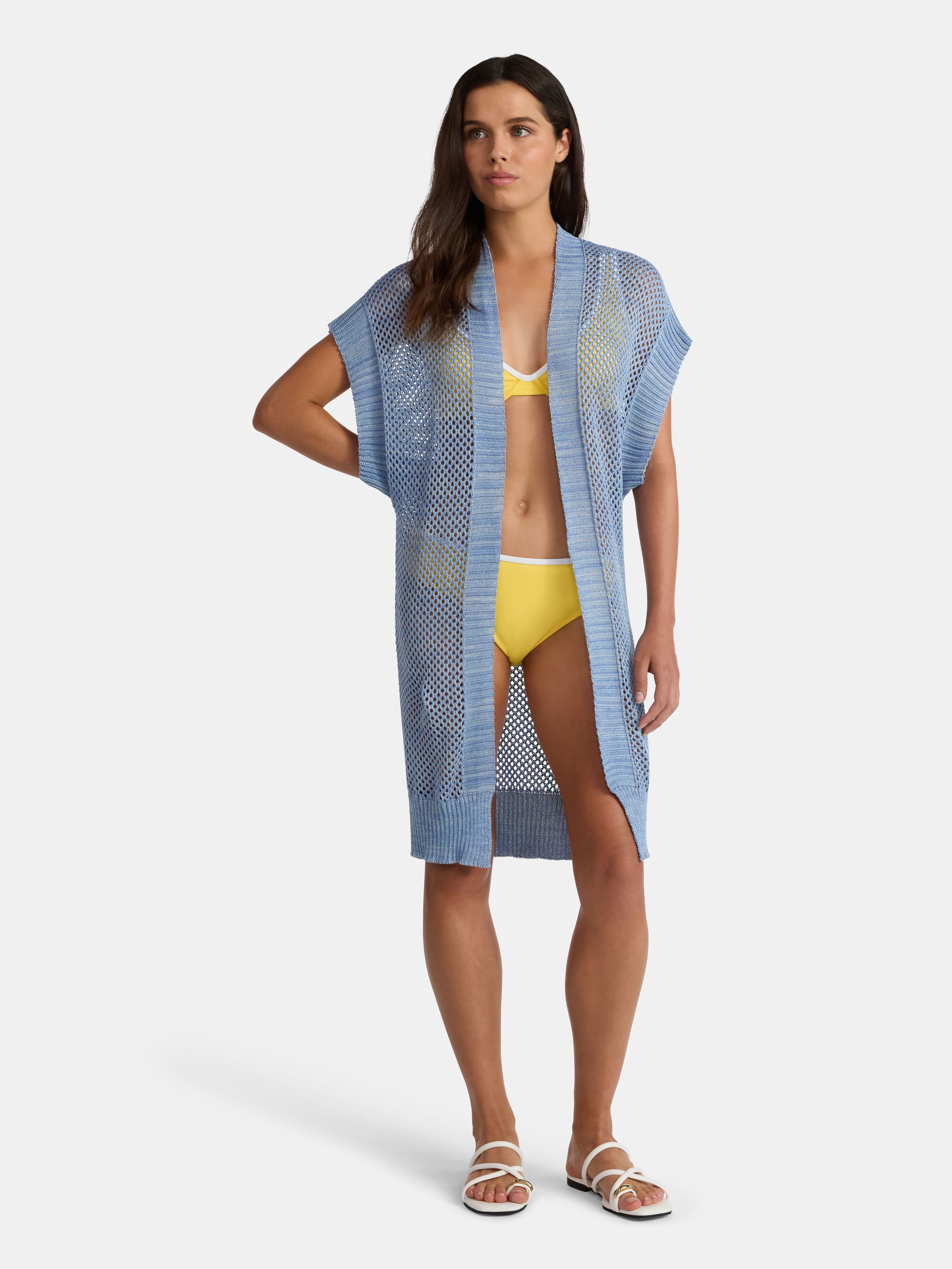 Time and Tru Women's Open Front Crochet Ruana, Sizes S-3XL