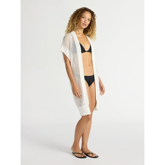 Time and Tru Women's Open Front Crochet Ruana, Sizes S-3XL