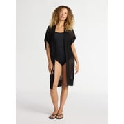 Time and Tru Women's Open Front Crochet Ruana, Sizes S-3XL