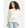 Time and Tru Women's Open Work Sweater with Long Sleeves, Sizes XS-XXXL