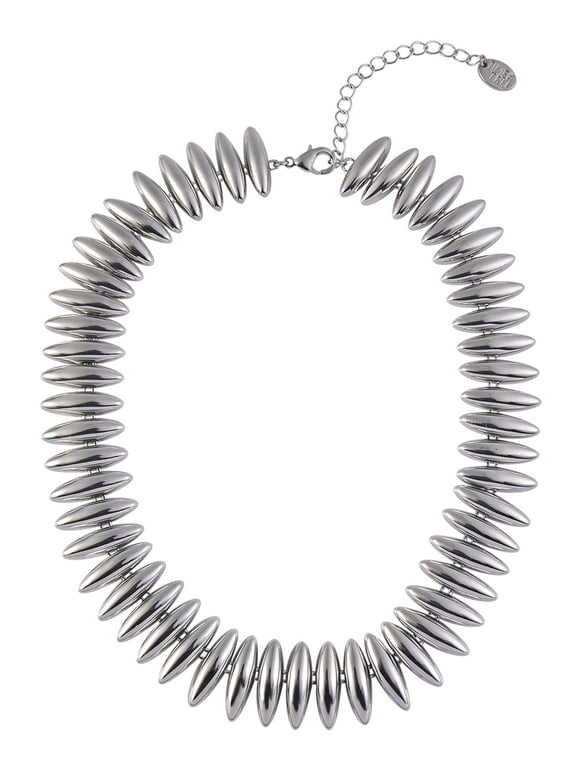 Women's Oval Points Necklace, Silver-Tone