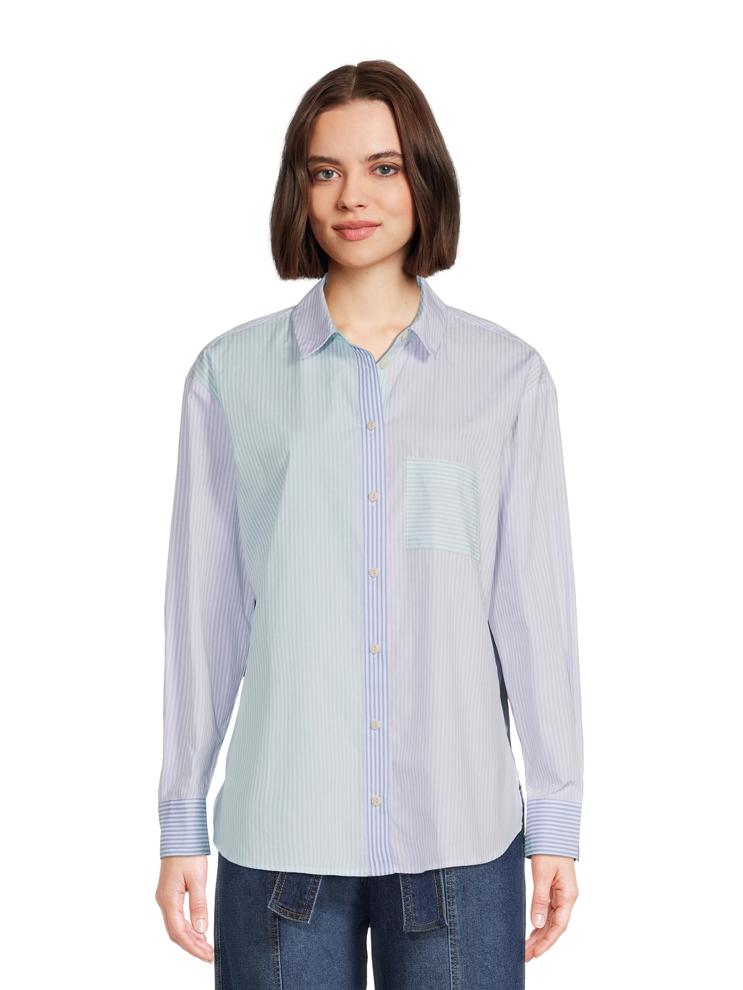 Time and Tru Women's Oversized Button-Down Shirt - Walmart.com