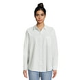 Time and Tru Women's Oversized Button Front Shirt, Sizes XSXXXL