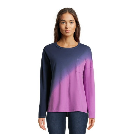 Time and Tru Women's Oversized Tie Dye T-Shirt with Long Sleeves, Sizes XS-XXXL