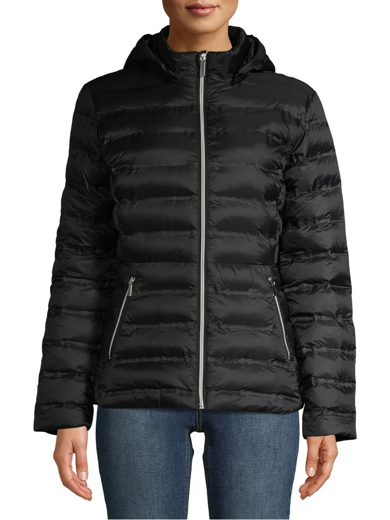 Time and Tru Women's Packable Puffer Jacket with Hood