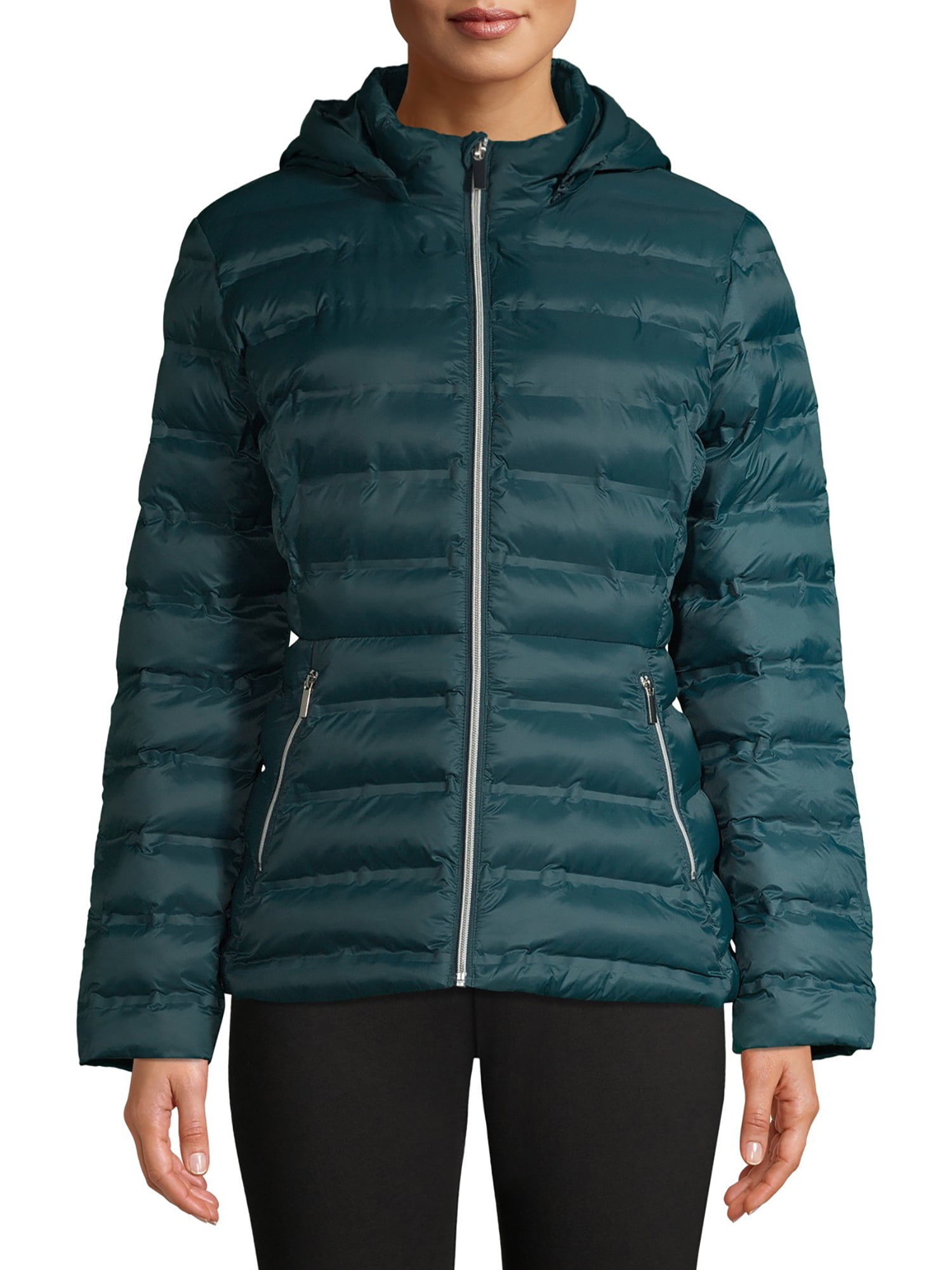 Time and Tru Women's Packable Puffer Jacket with Hood