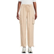 Time and Tru Women's Parachute Cargo Jogger Pants, 26", 27", 28" Inseam, Sizes XS-XXXL