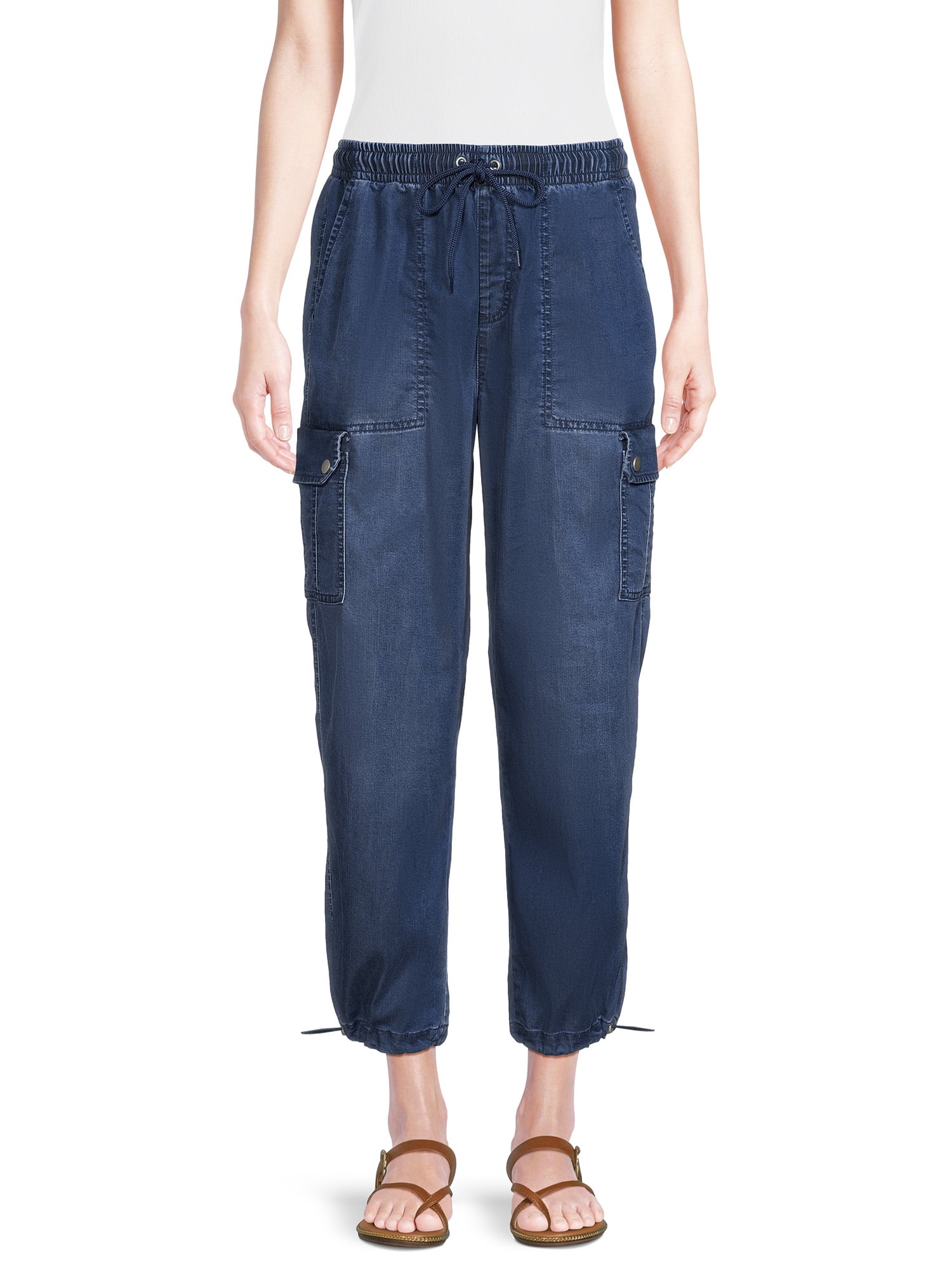 Shop Time and Tru Women's Parachute Cargo Jogger Pants, 29" Inseam, Sizes XSXXL Great Prices