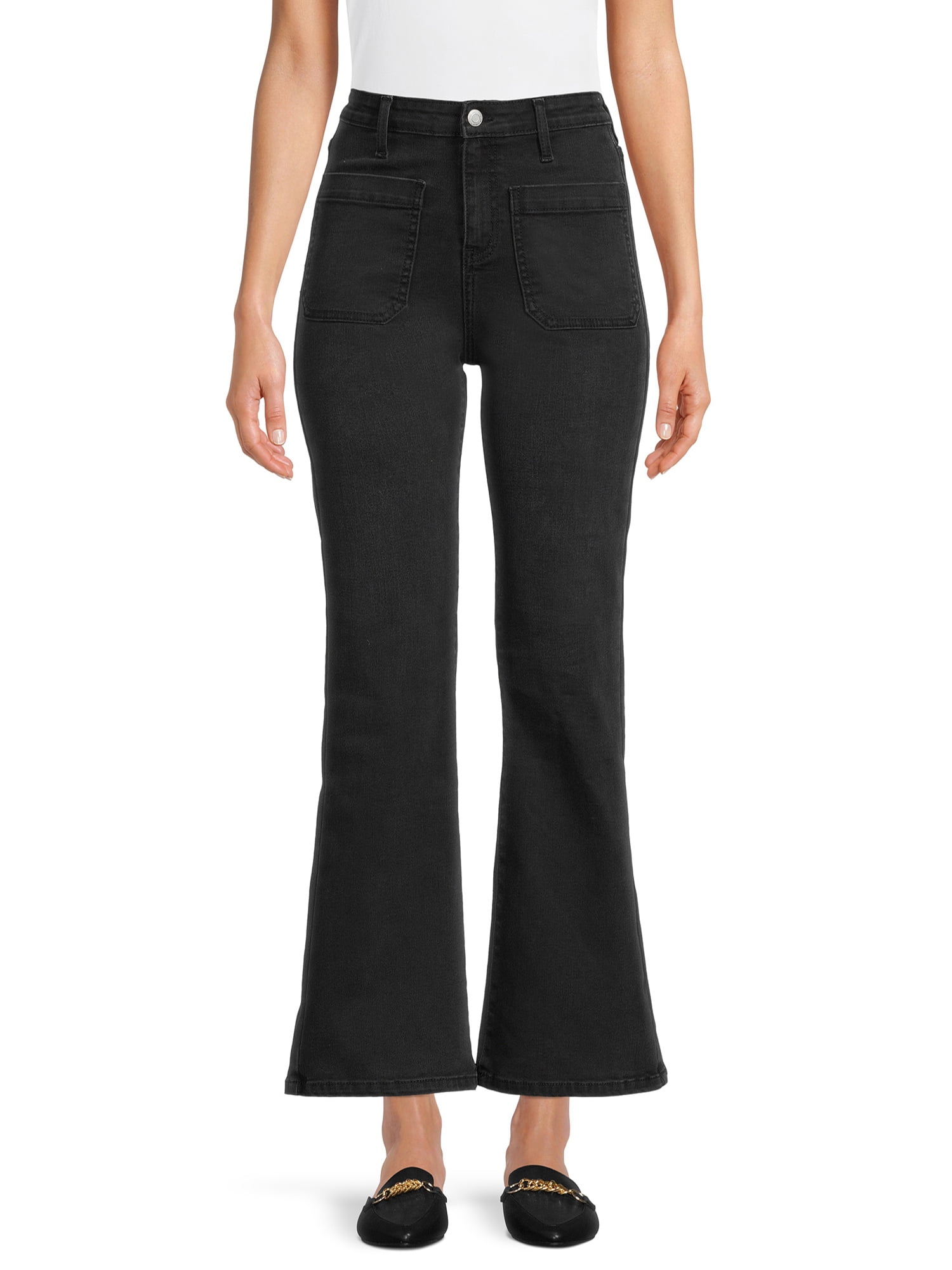 Time and Tru Women's Patch Pocket Flare Jeans - Walmart.com