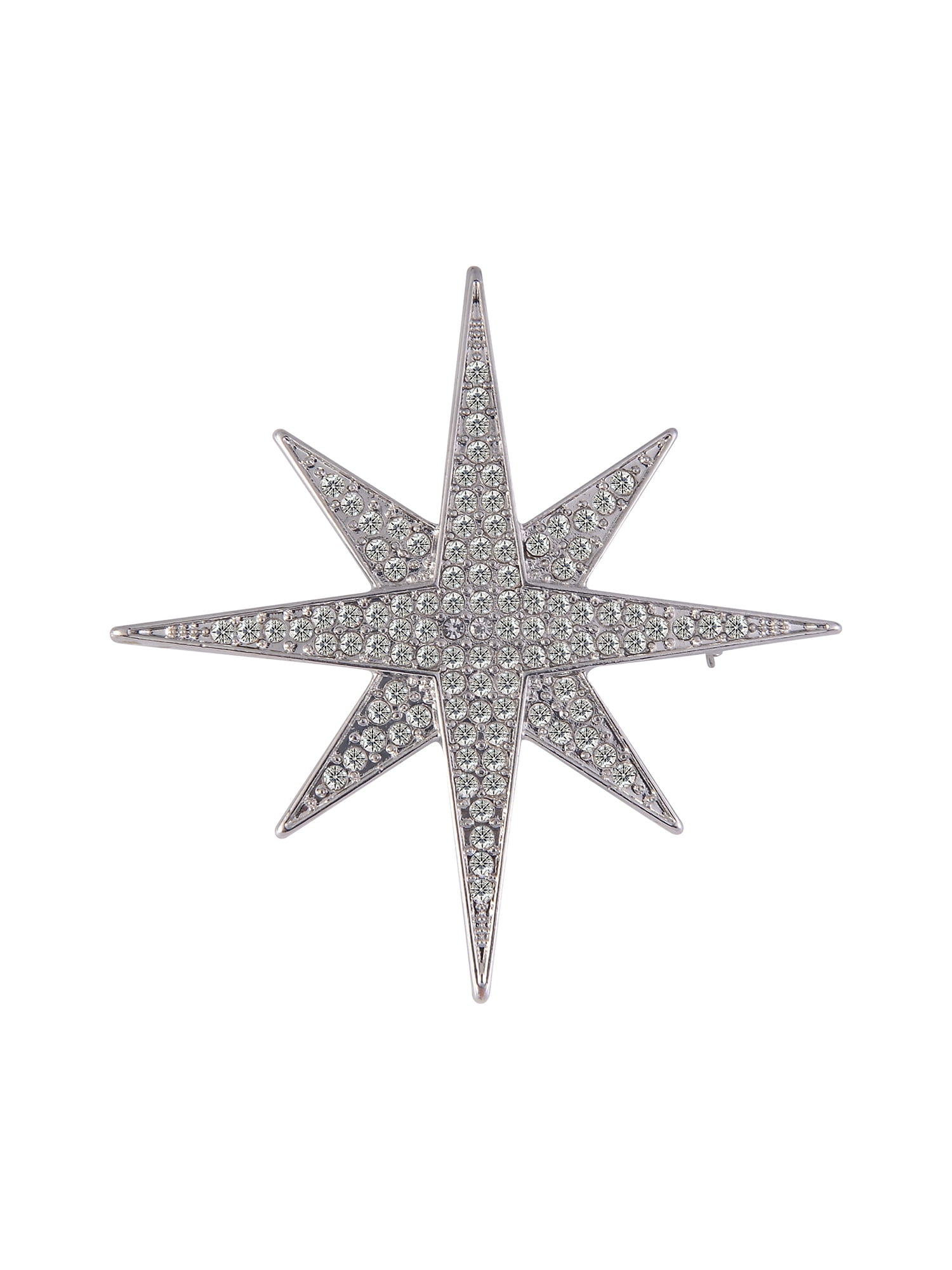 Time and Tru Women's Pave Cry Starburst Silvertone Pin