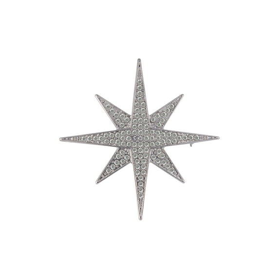 Time and Tru Women's Pave Cry Starburst Silvertone Pin