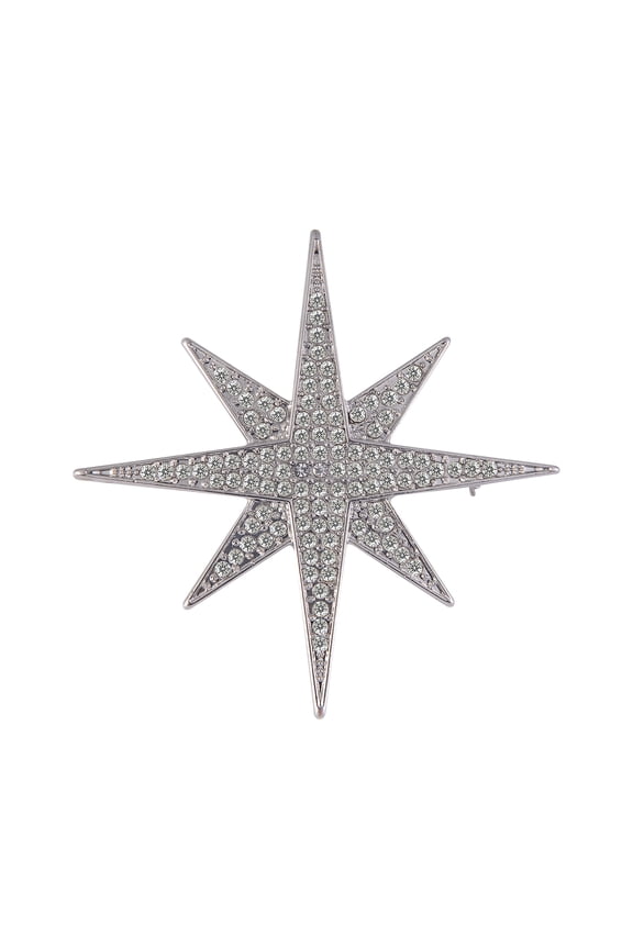 Women's Pave Cry Starburst Silvertone Pin