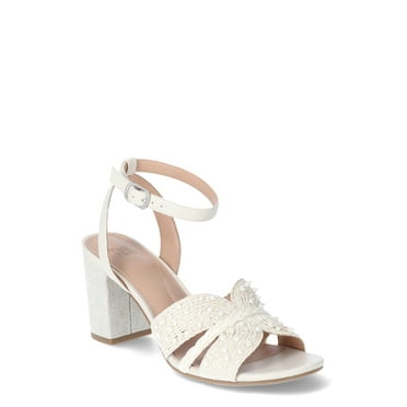 Time and Tru Women's Pearl Block Heel Sandal