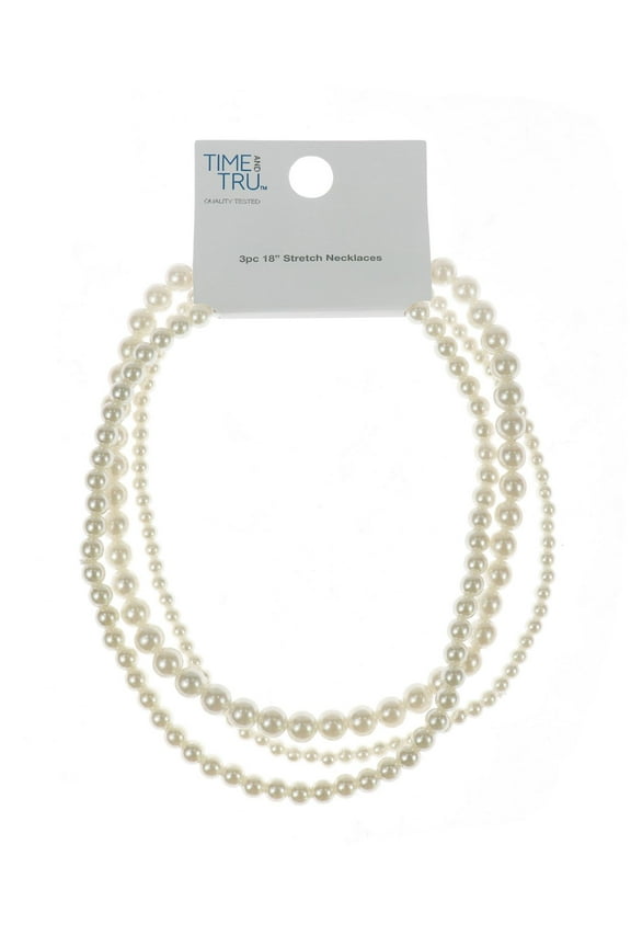 Women's Pearlescent Bead Stretch Necklace Set, 3-Piece