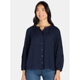thumbnail image 1 of Time and Tru Women's Peasant Blouse with Long Sleeves, Sizes S-XXXL, 1 of 5