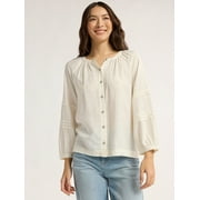 TIME & TRU Time and Tru Women's Peasant Blouse with Long Sleeves, Sizes S-XXXL