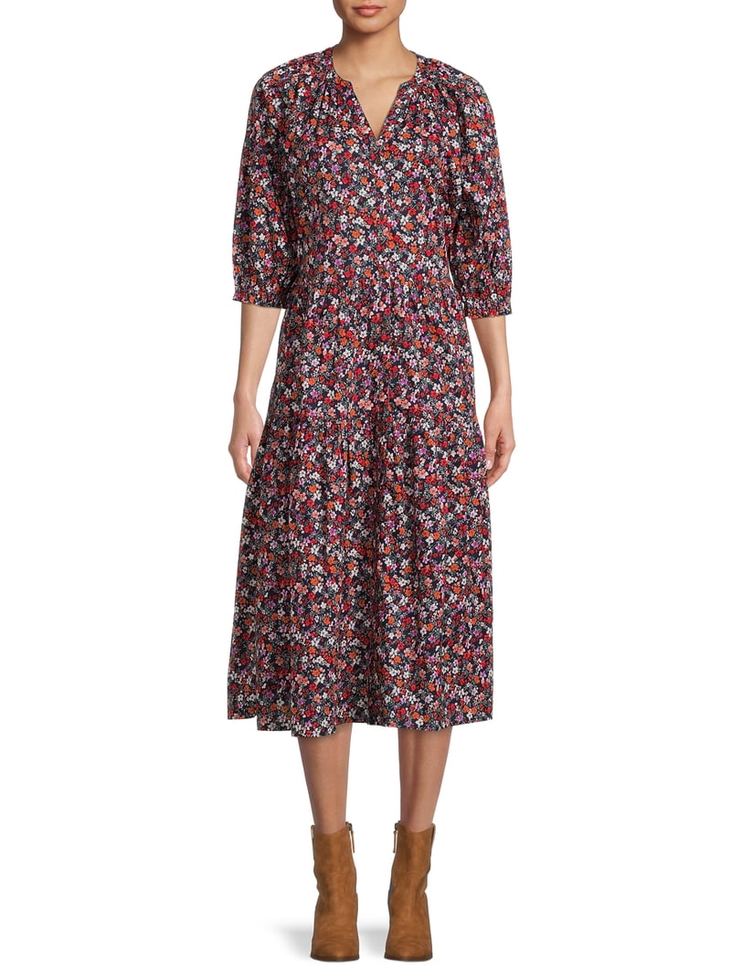 chinese dress ladies Button Down Short Sleeve Peasant Linen Dress M / Sienna